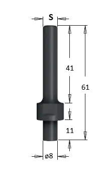 Aufnahmedorn ohne Kugellager, GL=61mm, S=12.7mm