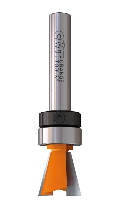 HW Zinkenfräser 14°, Z2, mit Kugellager, D=14.2mm, NL=9.5mm, GL=50.8mm, S=6.35mm