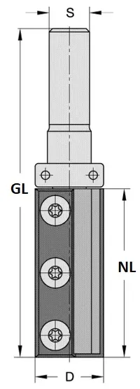 WPL Bündig- und Falzfräser Z2, D=22mm, NL=50mm, GL=95mm, S=12mm, R