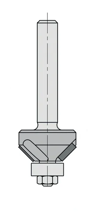 DP Fasefräser 45°, Z2, mit Kugellager, D=17.3mm, NL=10mm, GL=47mm, S=6mm, R