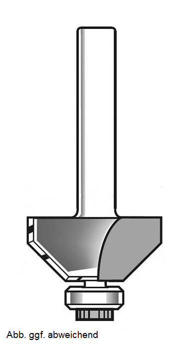 HW Fasefräser 45°, Z2, mit Kugellager, D=27mm, NL=5.5mm, GL=45mm, S=6mm, R