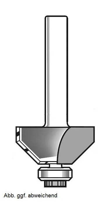 HW Fasefräser 45°, Z2, mit Kugellager, D=27mm, NL=5.5mm, GL=45mm, S=8mm, R