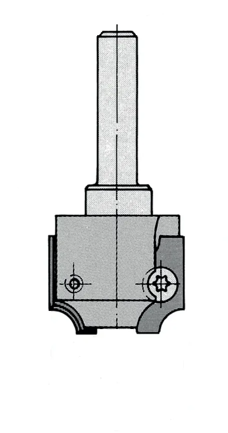 WPL Abrundfräser R10, Z2, ohne Kugellager, D=36mm, NL=30mm, GL=73mm, S=8mm, R