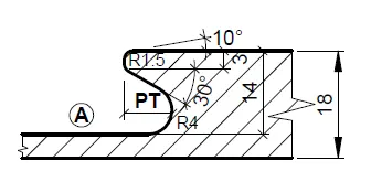 HW Profilmesser Profil A zu WPL Griffmuldenschaftfräser CNC, R (C557), 28x16.8x2mm