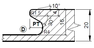 HW Profilmesser Profil D zu WPL Griffmuldenschaftfräser CNC, L (C557), 28x16.8x2mm