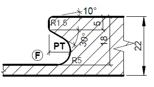 HW Profilmesser Profil F zu WPL Griffmuldenschaftfräser CNC, L (C557), 28x16.8x2mm