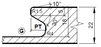 HW Profilmesser Profil G zu WPL Griffmuldenschaftfräser CNC, R (C557), 28x16.8x2mm