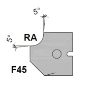 HW Profilmesser R2/F45 zu WPL Viertelstab- /Fasfräser R2-R5 (C091-R2-R5), 19.5x19.3x2mm