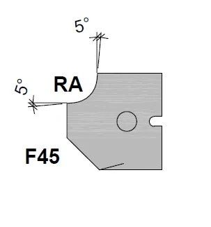 HW Profilmesser R2/F45 zu WPL Viertelstab- /Fasfräser R2-R5 (C091-R2-R5), 19.5x19.3x2mm