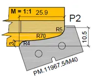 HW Profilmesser P2 zu WPL Möbeltür Aussenumfräsung (C001-1, C001-2), 35x16.3x2mm