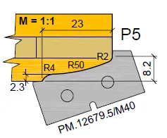 HW Profilmesser P5 zu WPL Möbeltür Aussenumfräsung (C001-1, C001-2), 35x16.3x2mm