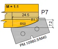 HW Profilmesser P7 zu WPL Möbeltür Aussenumfräsung (C001-1, C001-2), 35x16.3x2mm