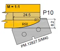 HW Profilmesser P1 zu WPL Möbeltür Aussenumfräsung (C001-1, C001-2), 35x16.3x2mm