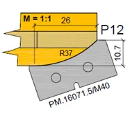 HW Profilmesser P12 zu WPL Möbeltür Aussenumfräsung (C001-1, C001-2), 35x16.3x2mm