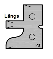 HW Profilmesser P3 - Längs zu WPL Möbeltür-Konterprofilfräserset (C010), 30x25x2mm
