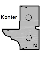 HW Profilmesser P2 - Konter zu WPL Möbeltür-Konterprofilfräserset (C010), 30x25x2mm