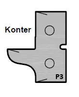 HW Profilmesser P3 - Konter zu WPL Möbeltür-Konterprofilfräserset (C010), 30x25x2mm