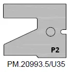 HW Profilmesser P2 für Nr.2 zu WPL Rahmentür-Fräsersatz (C050), 24.1x29.2x2mm