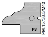 HW Profilmesser (Profil 8) zu WPL Türen Kontergarnitur (C030, C031, C298-1), 25x33x2mm