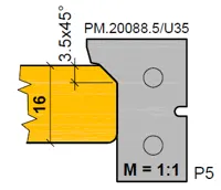 HW Profilmesser (Fase - Option) Nr.1 zu WPL Türfalzfräsersatz (C525), 30x19.3x2mm