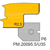 HW Profilmesser R2.5 (Profil 6) Nr.3 zu WPL Türfalzfräsersatz (C525-.., C543), 15x17.8x2mm