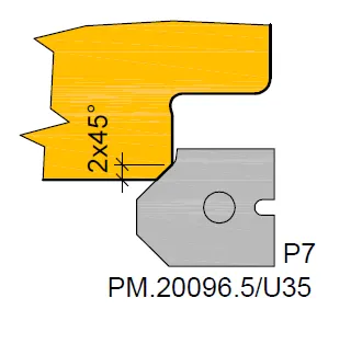 HW Profilmesser Fase (Profil 7) Nr.3 zu WPL Türfalzfräsersatz (C525), 15x17.8x2mm