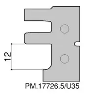 HW Profilmesser P12 zu WPL Türzargengarnitur ECO (C552-12), 26.4x35x2mm
