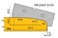 HW Profilmesser P4 (Option) zu WPL Profilfräser für Türverkleidung (C553), 60x20.1x2mm