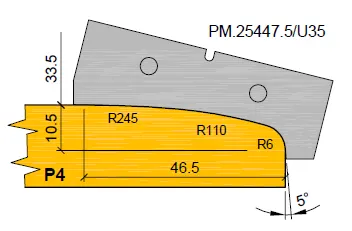 HW Profilmesser P4 (Option) zu WPL Profilfräser für Türverkleidung (C553), 60x20.1x2mm