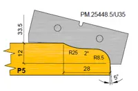 HW Profilmesser P5 (Option) zu WPL Profilfräser für Türverkleidung (C553), 60x20.1x2mm