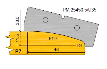 HW Profilmesser P7 (Option) zu WPL Profilfräser für Türverkleidung (C553), 60x20.1x2mm