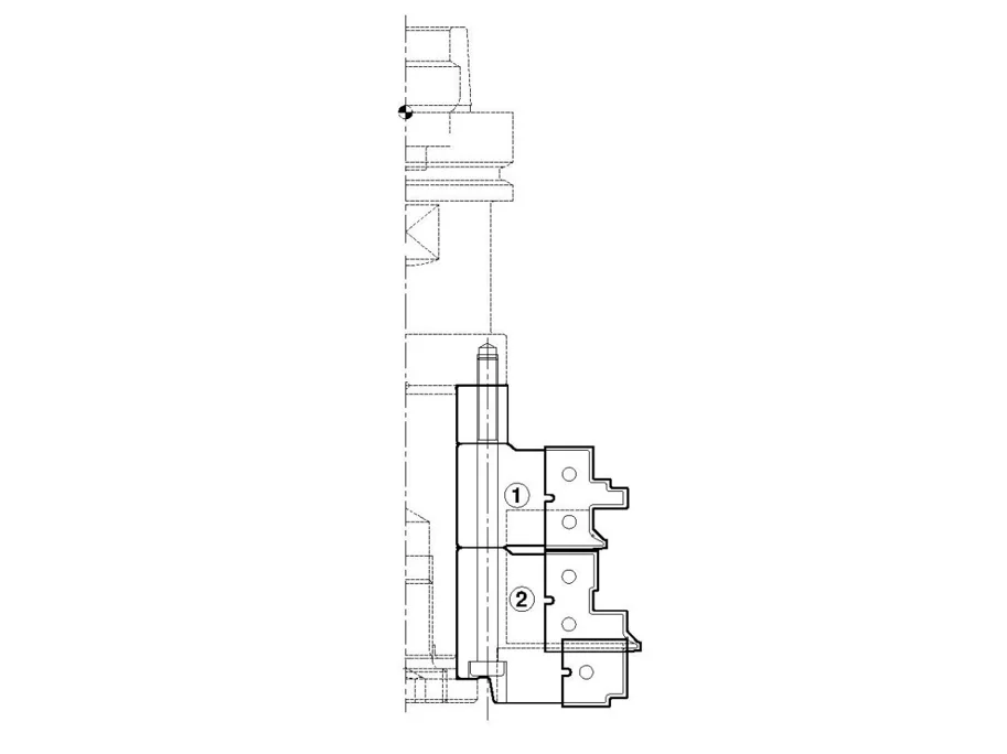 WPL Fräsersatz für Möbeltüren Längs/Konter (Fase) für CNC, D=138mm, ND=110mm, HD=25mm, PT=10mm, LZ=174mm, BO=30mm, Z2, R