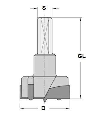 HW Beschlagbohrer mit kurzer Spitze Z2+2, D=35mm, GL=69mm, S=10mm