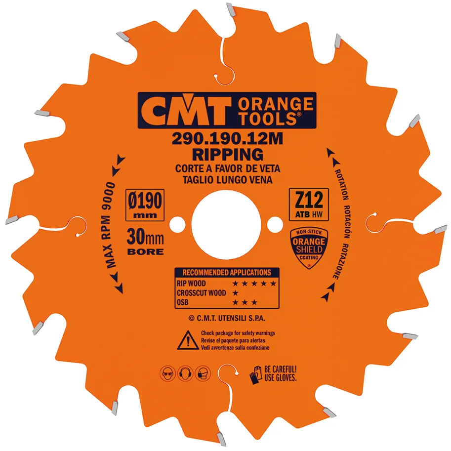 HW Hand-Kreissägeblatt CMT, ø 190x2.6/1.6x30mm, Z12 W