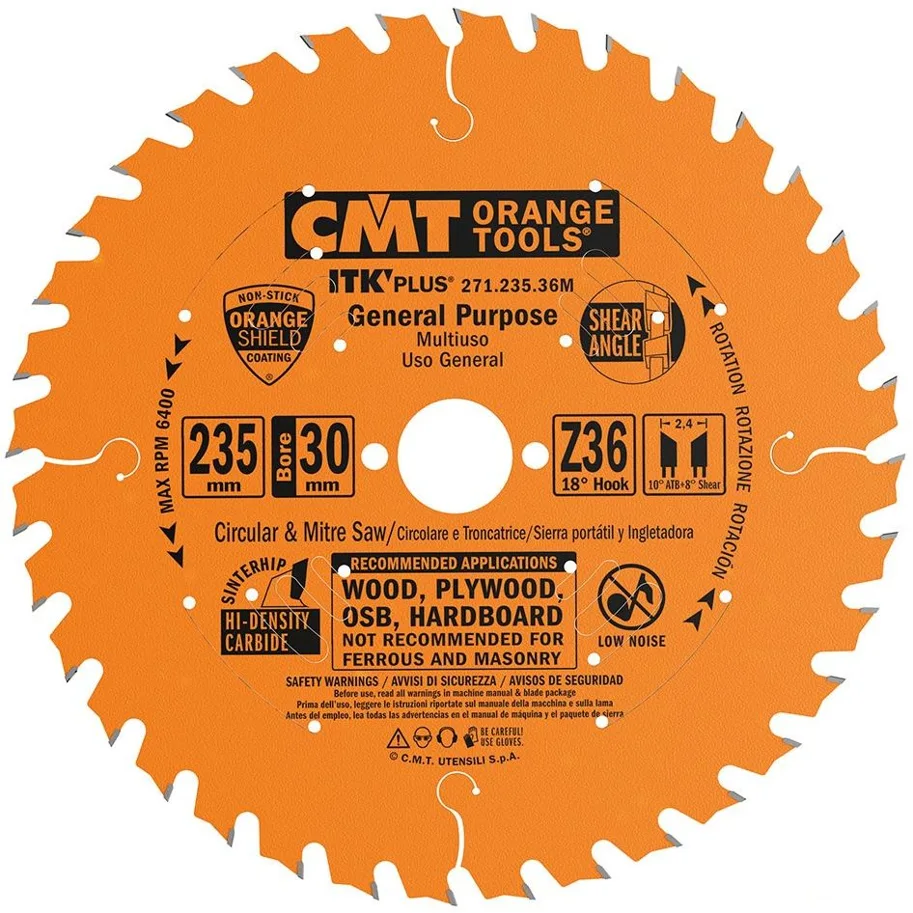 HW Hand-Kreissägeblatt CMT, ø 235x2.4/1.6x30mm, Z36 W