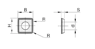 DP Wendeplatte - System "FourCut", 9.8x9.8x2mm, 4-seitig, bombiert