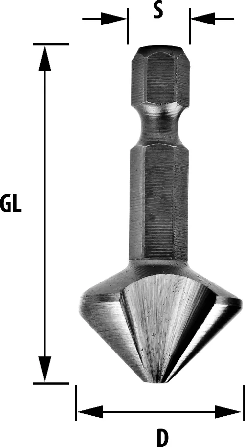 HS Senkbit 90° Z3, D=10.4mm, GL=31mm, S=6.35mm