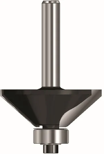 HW Fasefräser 45°, Z2, mit Kugellager, D=28.6mm, NL=9mm, SL=32mm, S=8mm, R