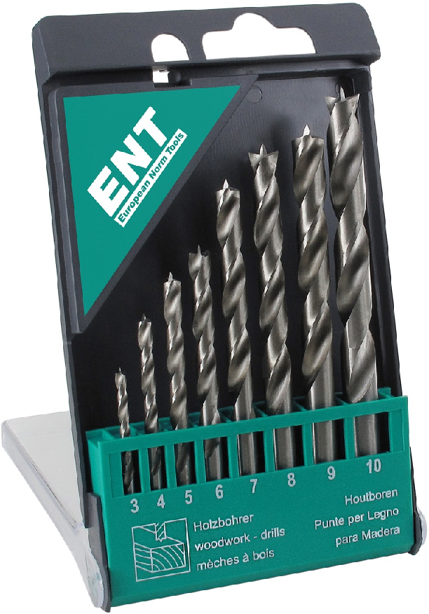 HS Holzspiralbohrer Satz ENT, 8-tlg. 3-10mm, 1 aufsteigend