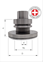 Sägeblattaufnahme mit Spanndeckel, ø30mm, D=100mm, A=55mm, HSK 63F