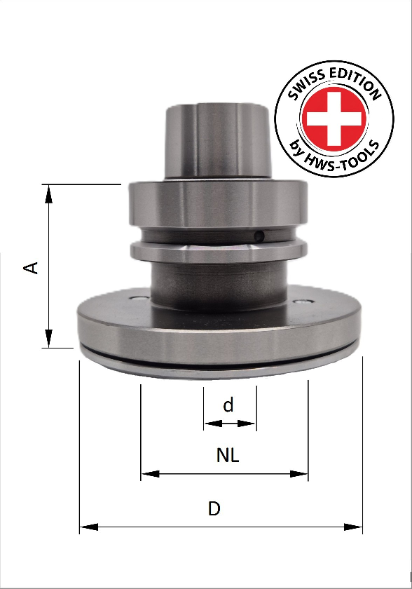 Sägeblattaufnahme mit Spanndeckel, ø30mm, D=100mm, A=55mm, HSK 63F