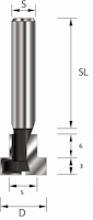 VHM T-Nutfräser 'Kapsel' Z2, D=12mm, NL=9mm, GL=60mm, S=8mm, RL