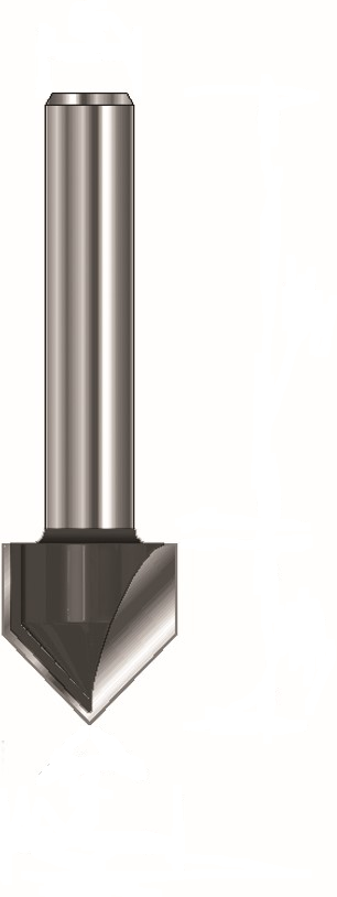 HW V-Nut und Schriftenfräser 90°, Z2, D=9.5mm, NL=12.7mm, S=8mm, R