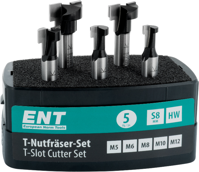 HW T-Nutfräser-Set 5-teilig, M5, M6, M8, M10, M12