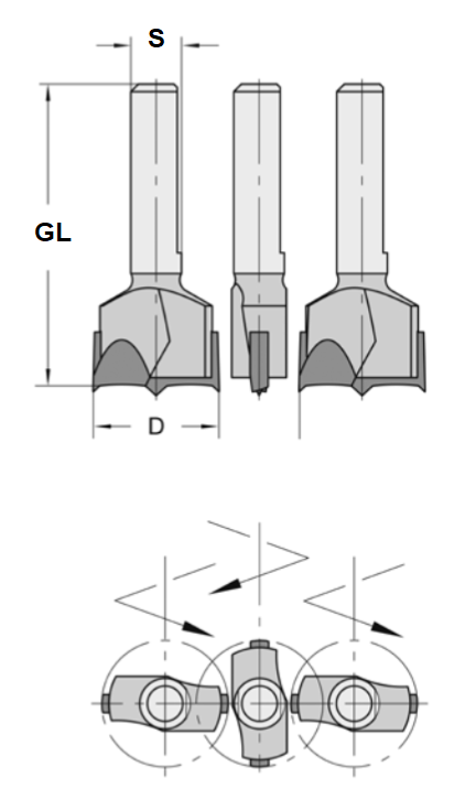 HW Zylinderkopfbohrer - Satz (3-teilig) 'CABINEO' - Atemag, ø15mm, GL=37mm, S=6mm