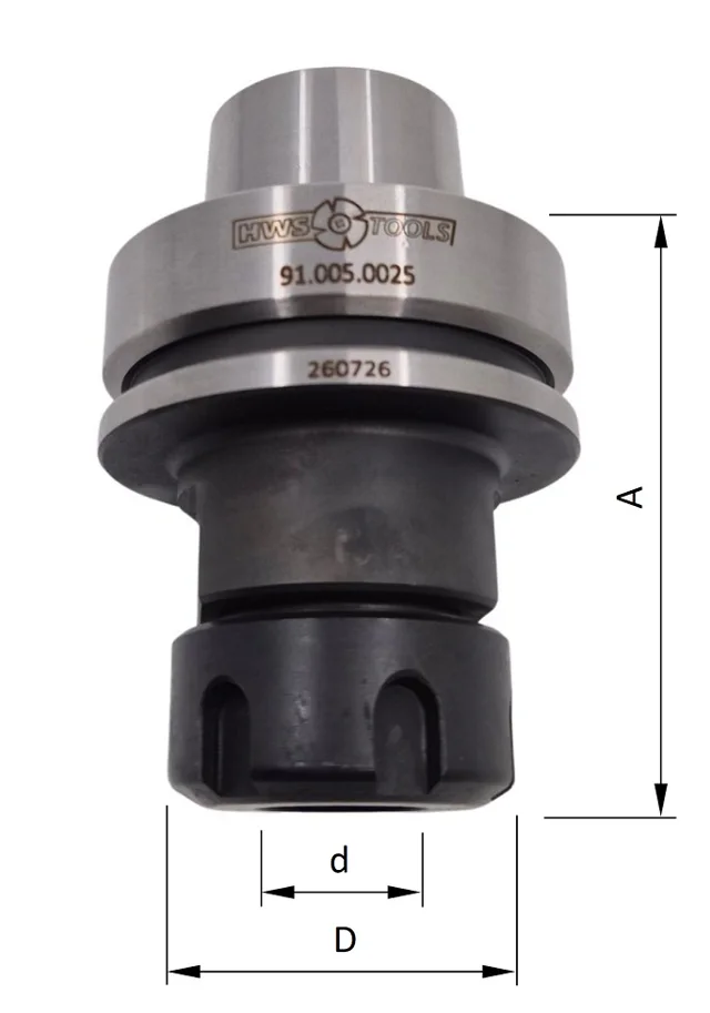 Spannzangenfutter ER25, D=42mm, A=72.5mm, HSK-F63